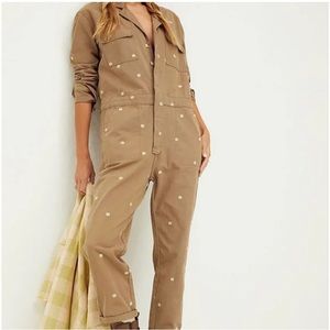 Free People Driftwood Embroidered Daisy Coverall